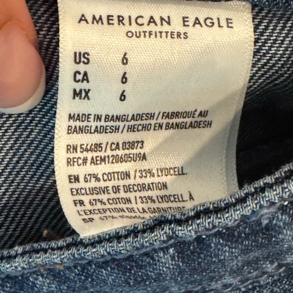 American Eagle AEO Denim Button Front Mini Skirt Lace up Western Country Jean 6 - Picture 4 of 8